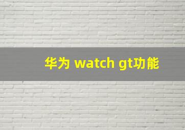 华为 watch gt功能